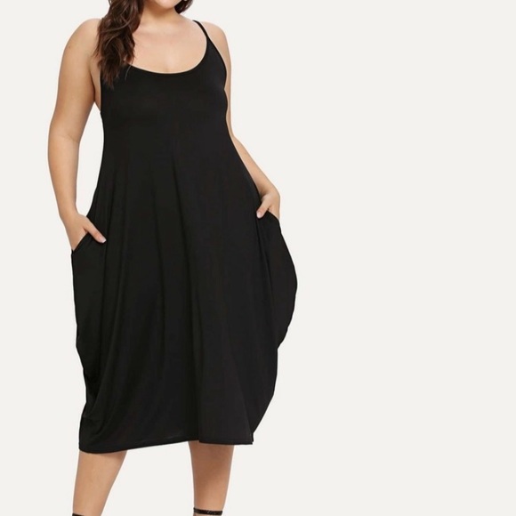 SHEIN Dresses & Skirts - SHEIN Black Midi Cami Dress with Pockets
